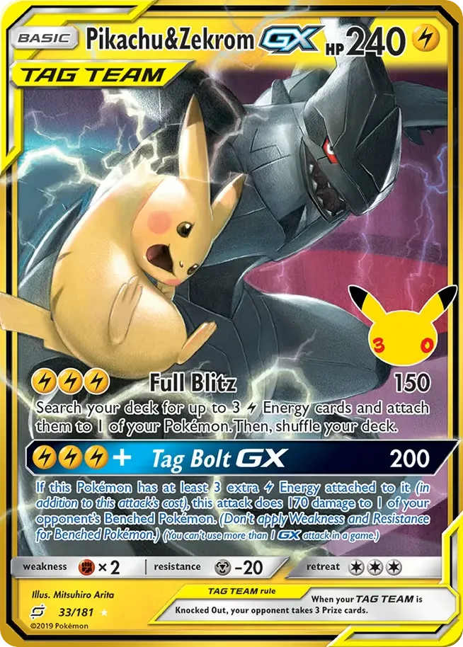 Pikachu & Zekrom-GX #33 card image
