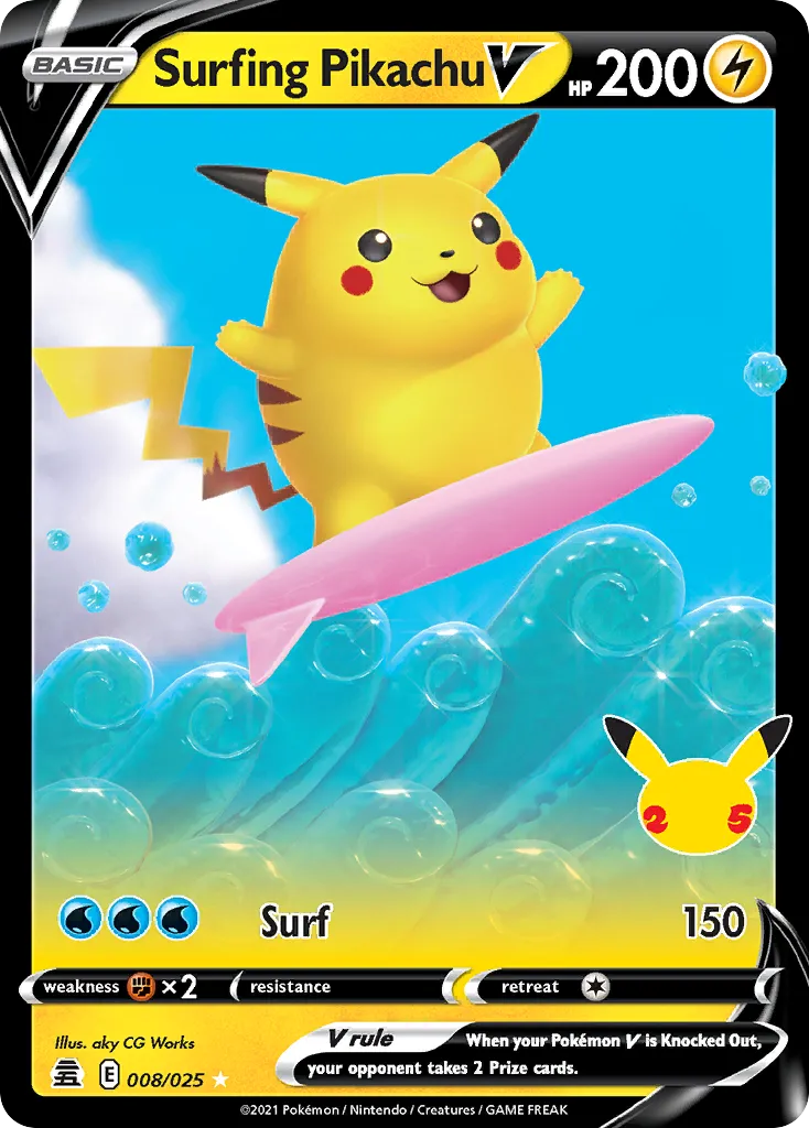 Surfing Pikachu V card image
