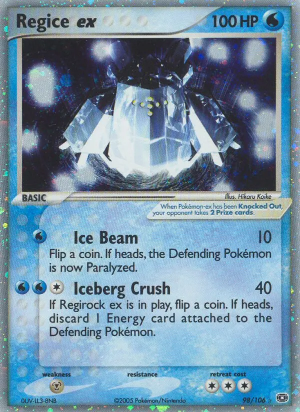 Regice ex #98 card image