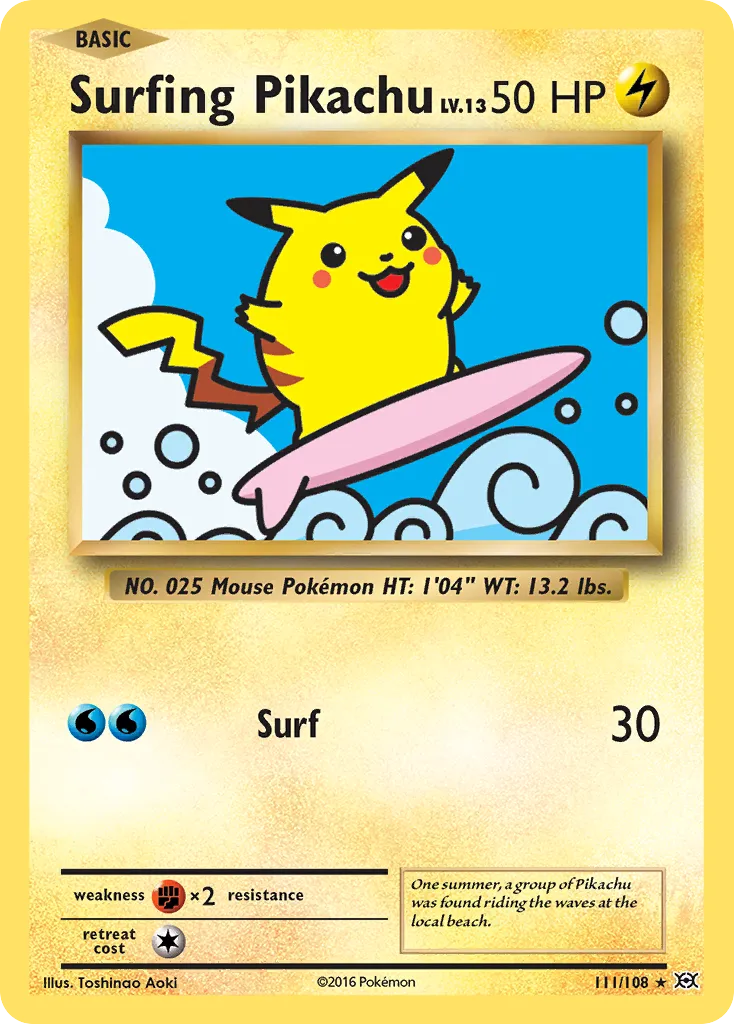 Surfing Pikachu card image