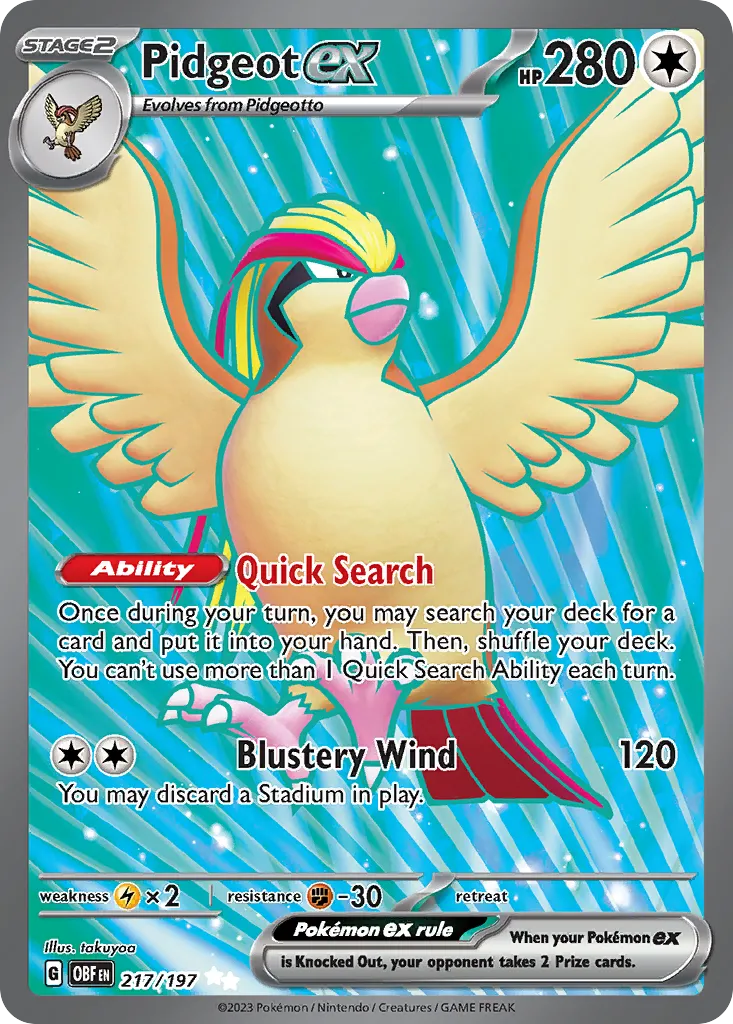 Pidgeot ex card image
