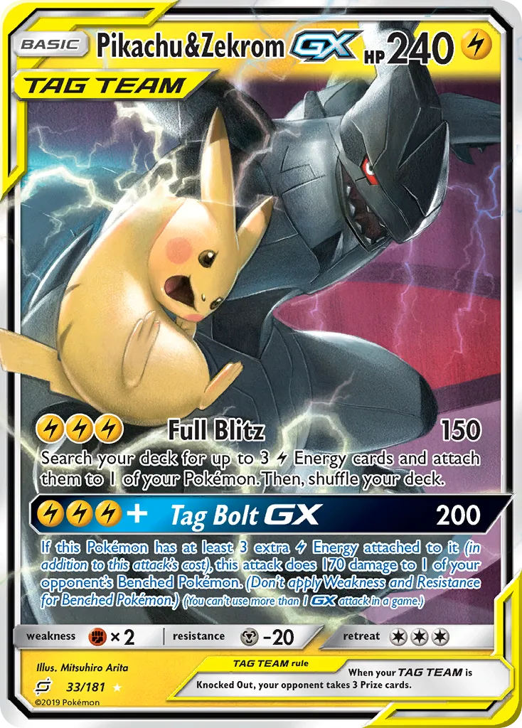 Pikachu & Zekrom-GX card image