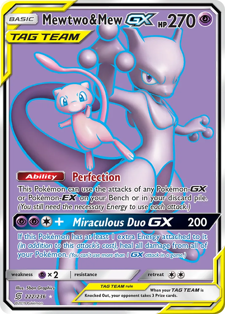 Mewtwo & Mew-GX #222 card image