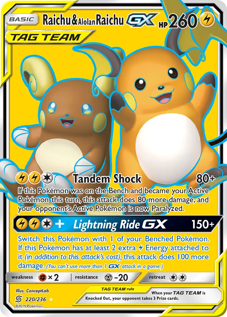 Raichu & Alolan Raichu-GX card image