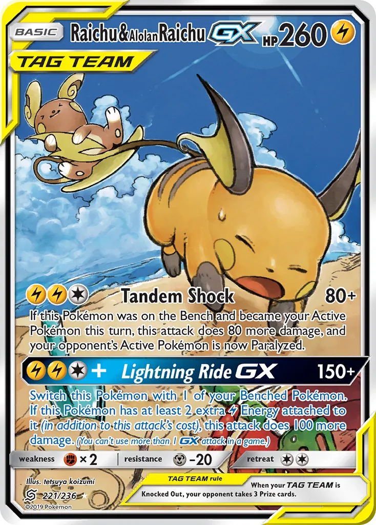 Raichu & Alolan Raichu-GX #221 card image